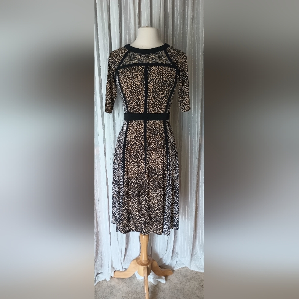 Just Taylor Animal Print Mixed Media Feminine Dress Sz 4